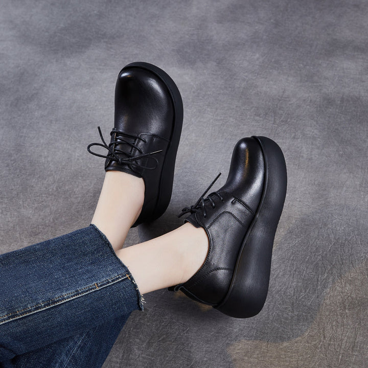 Women's Leather Platform Sneakers - Ultra-Lightweight EVA Sole