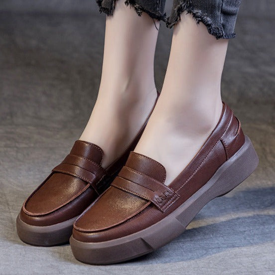 Womens Handmade Leather Soft Sole Loafers Flat Shoes