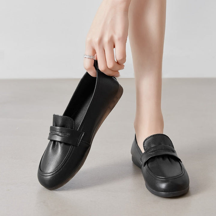 Women's Leather Flat Comfortable Casual Work Loafers