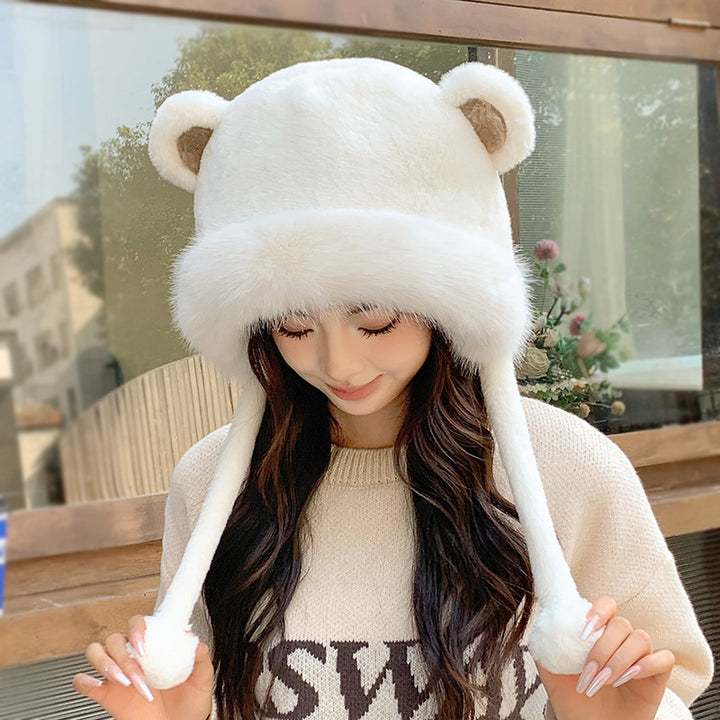 Bear Ear Fluffy Bonnet Hat