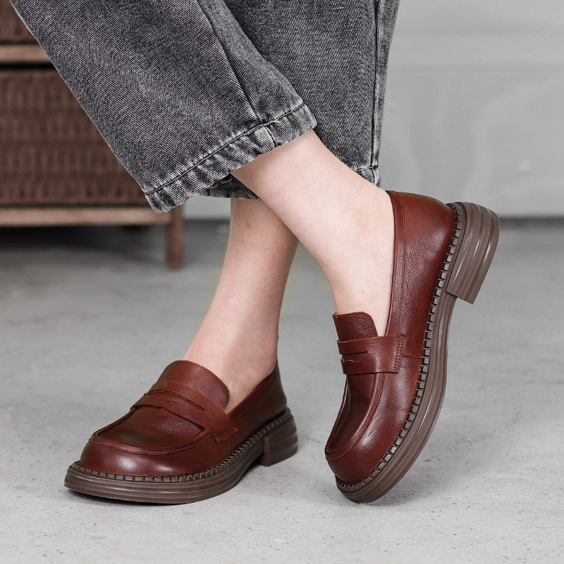 Women's Vintage Leather Handmade Flat Loafers