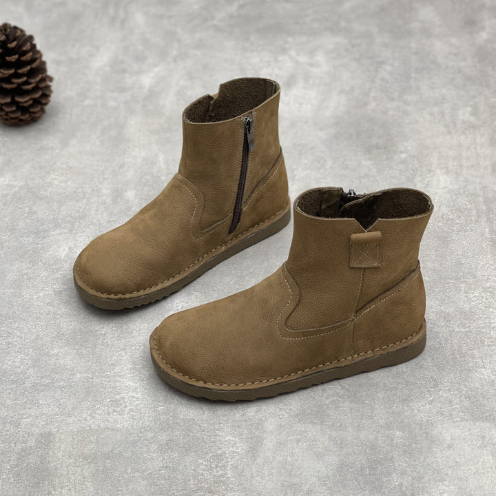 Women's Minimalist Leather Zipper Ankle Boots – Everyday Style