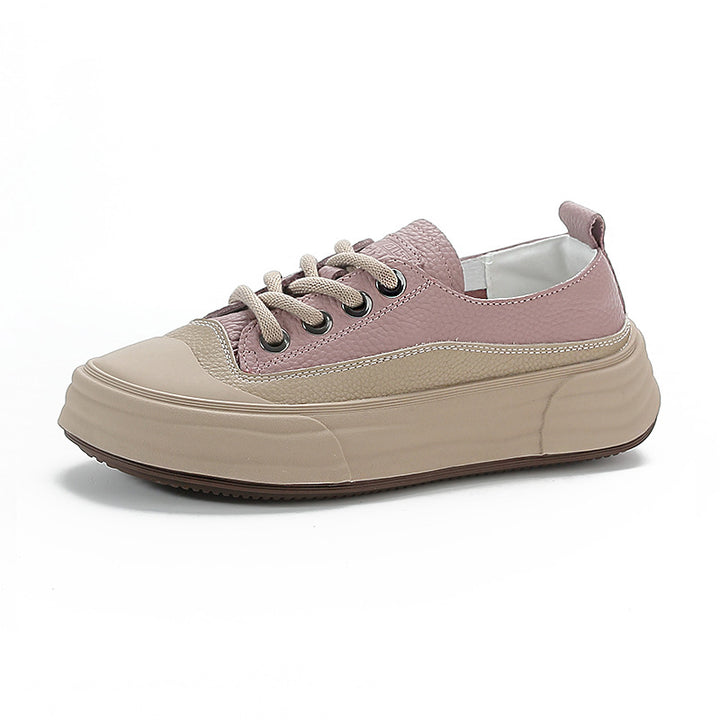 Women's Leather Lace-up Casual Sneakers