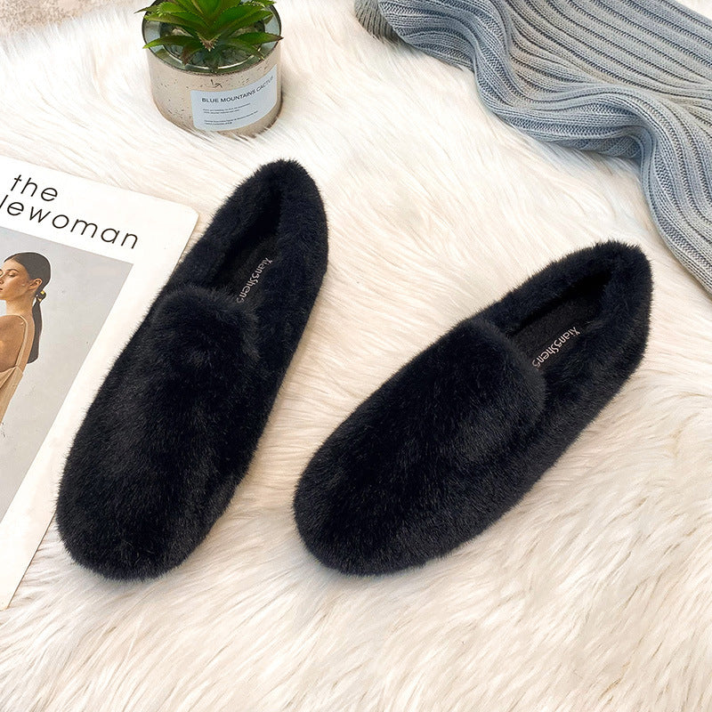 Women's Warm & Comfortable Plush Fur Loafers Shoes