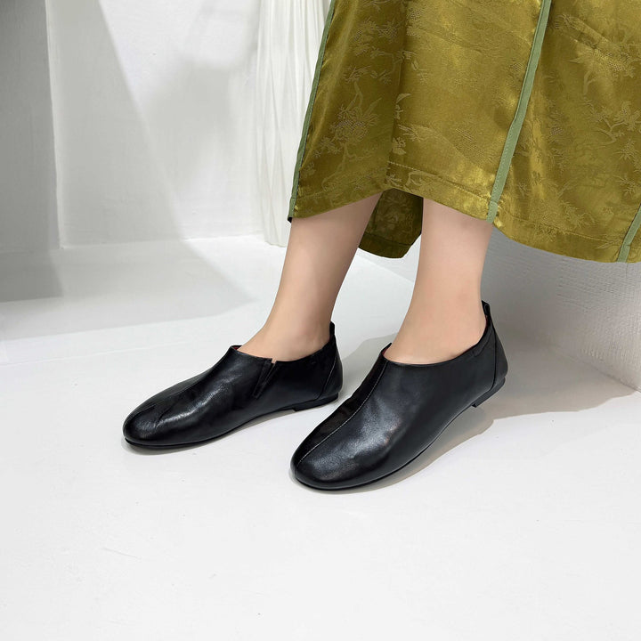 Women's Soft Sheepskin Ballet Flat Shoes Slip On Round Toe Loafers
