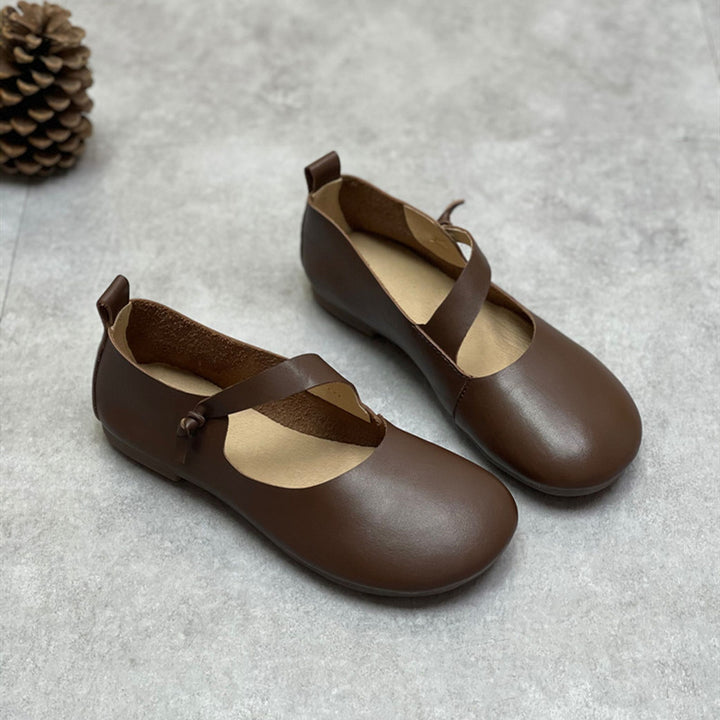 Women's Leather Mary Jane Flats – Round-Toe