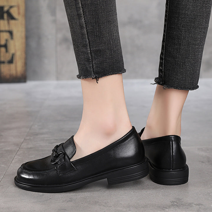 Women's Leather Loafers – Slip-On Casual Comfortable Shoes for Daily Wear