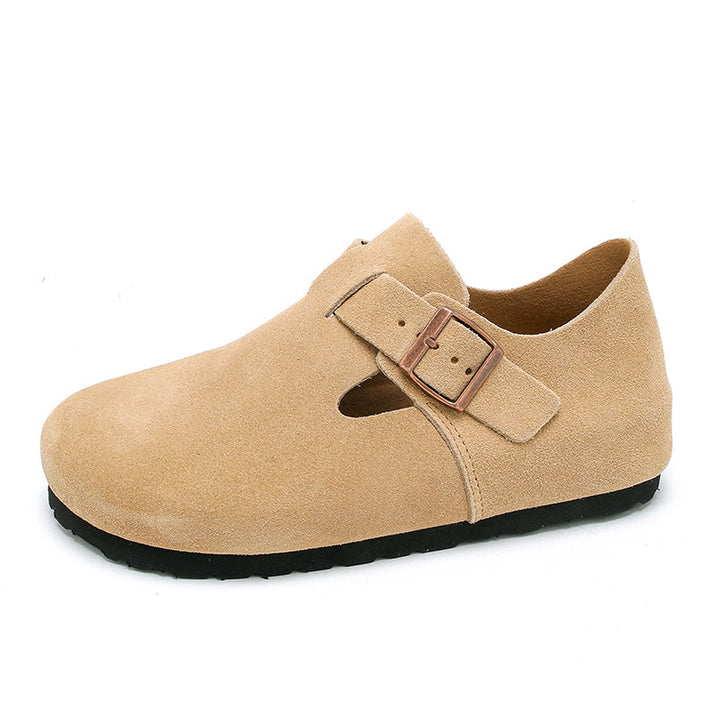 Women's Suede Leather Birkenstock Clogs - Round Toe Adjustable Buckle Strap Slip-On Loafers