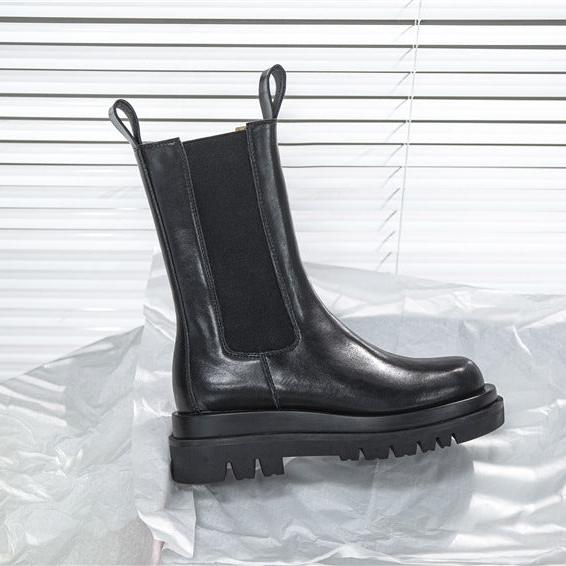 Women's Platform Chelsea Boots Elastic Black Chunky Boots