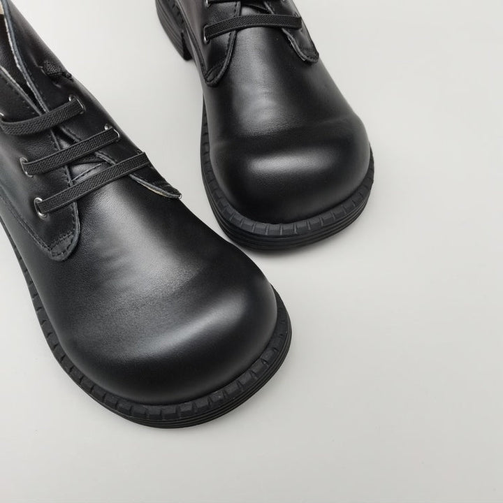 Women's Vintage Wide Toe Leather Derby Ankle Boots – Lace-Up Short Shoes