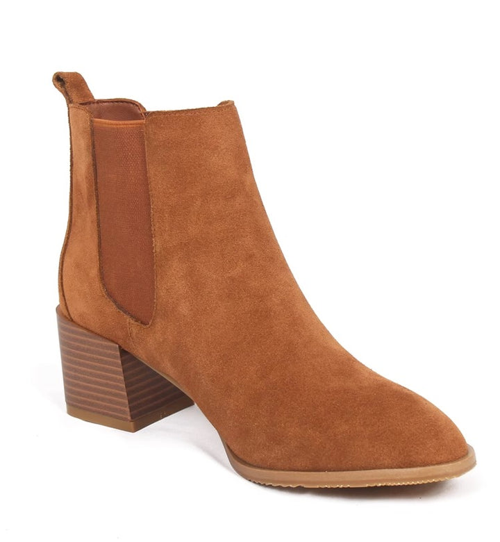 Women's Chelsea Block Heels Suede Leather Ankle Boots