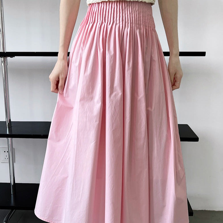 Pleated Swing A-line Mid-length Sweet Skirt