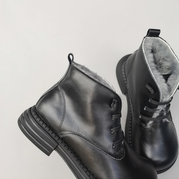 Women's Wide Toe Derby Winter Ankle Boots – Sheepskin Lined, Comfortable Fit