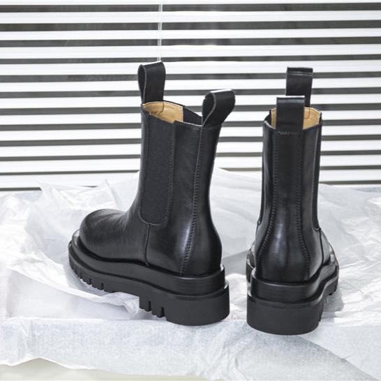 Women's Platform Chelsea Boots Elastic Black Chunky Boots