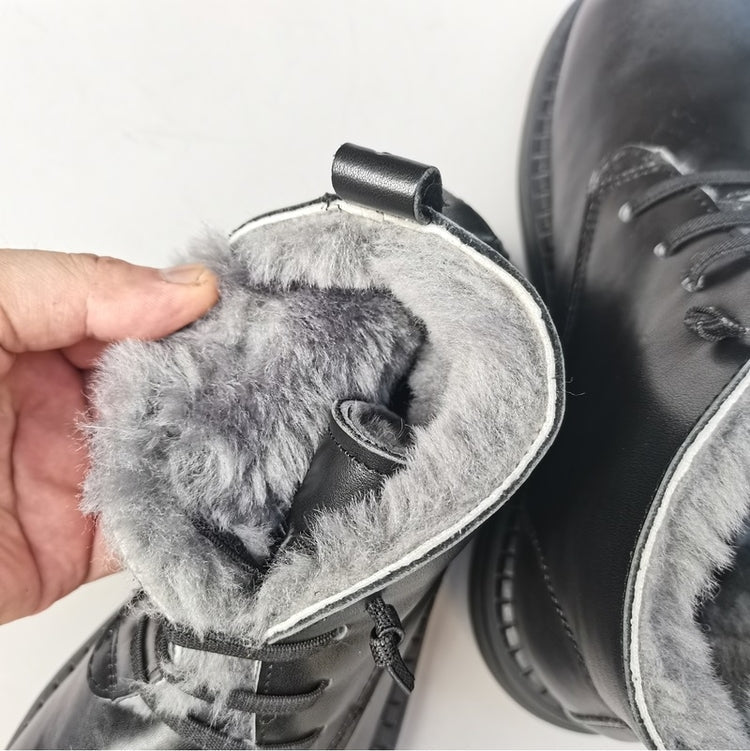 Women's Wide Toe Derby Winter Ankle Boots – Sheepskin Lined, Comfortable Fit
