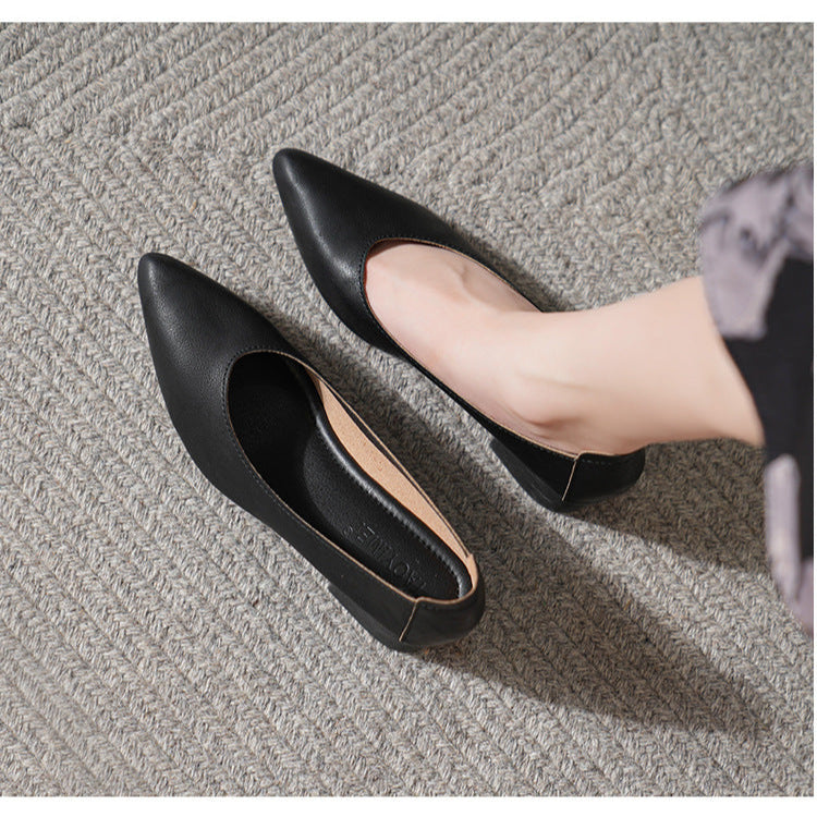 Women's Leather Mid Heel Multicolor Slip On Comfortable Pump