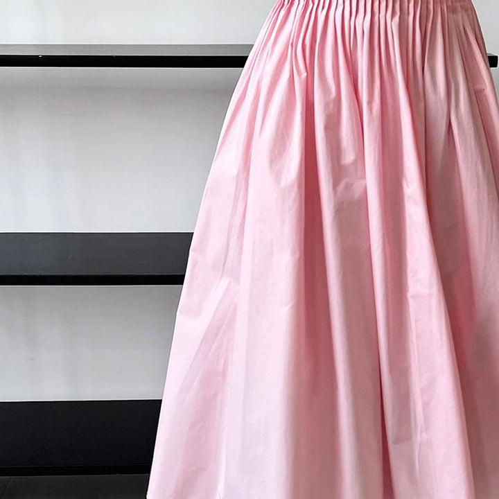 Pleated Swing A-line Mid-length Sweet Skirt