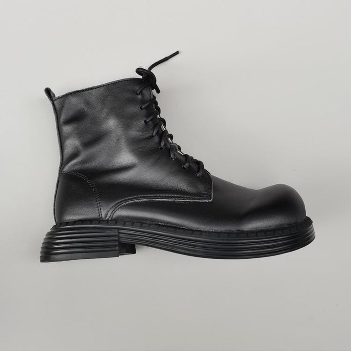 Women's Genuine Leather Wide Toe Ankle Boots – Lace-Up & Zipper Martin Boots