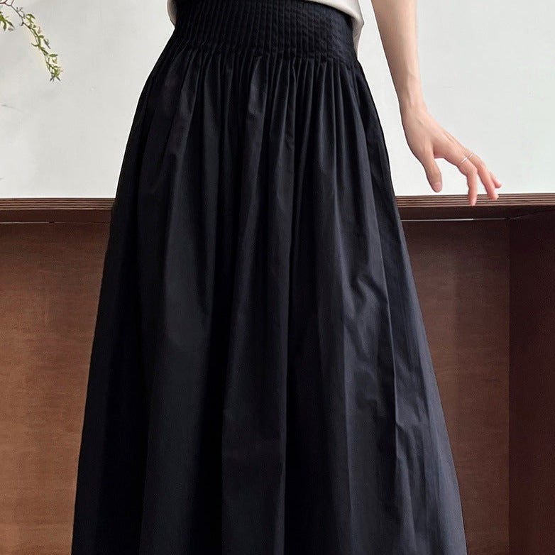 Pleated Swing A-line Mid-length Sweet Skirt