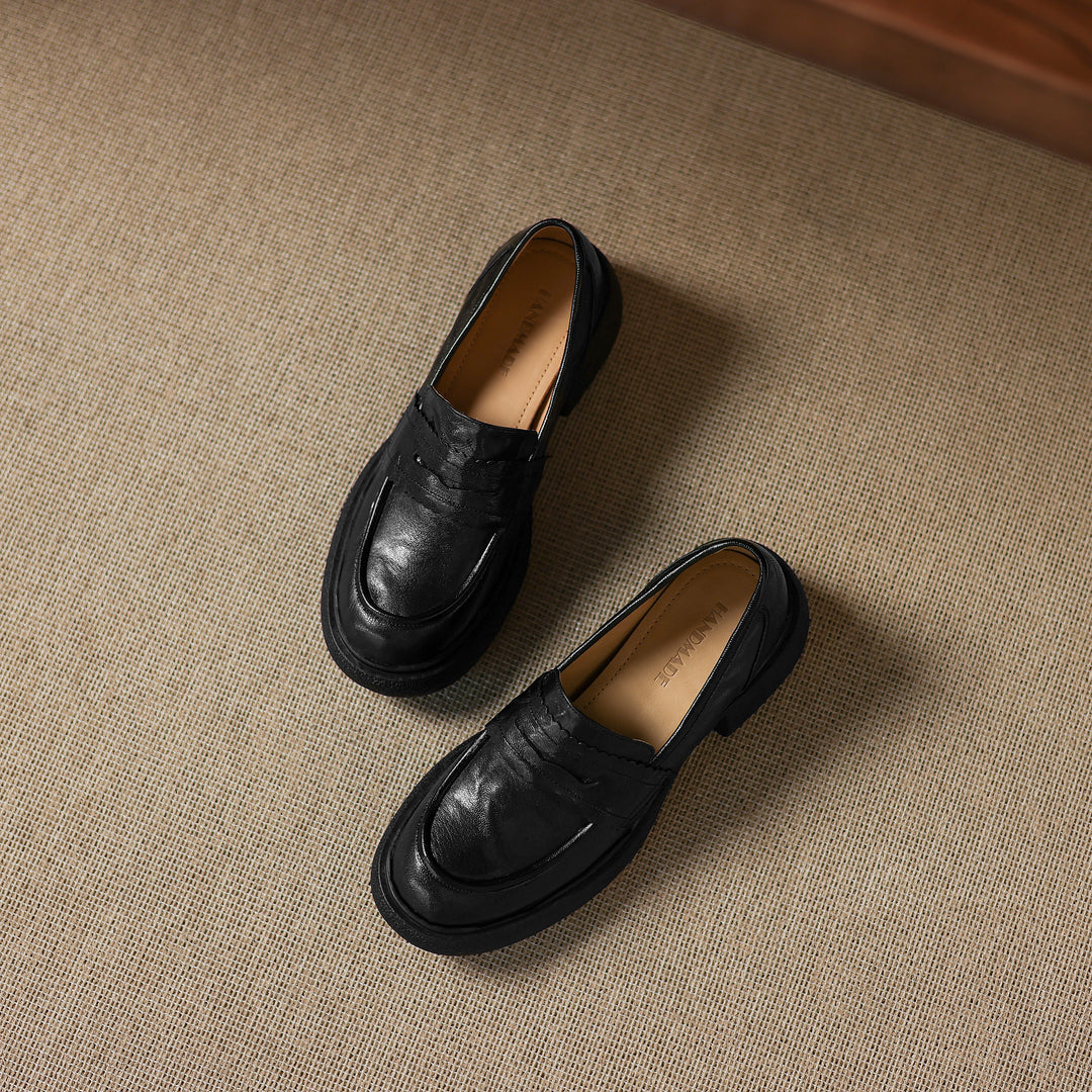 Women's Platform Sheepskin Loafers – Block Heel Slip-On Style