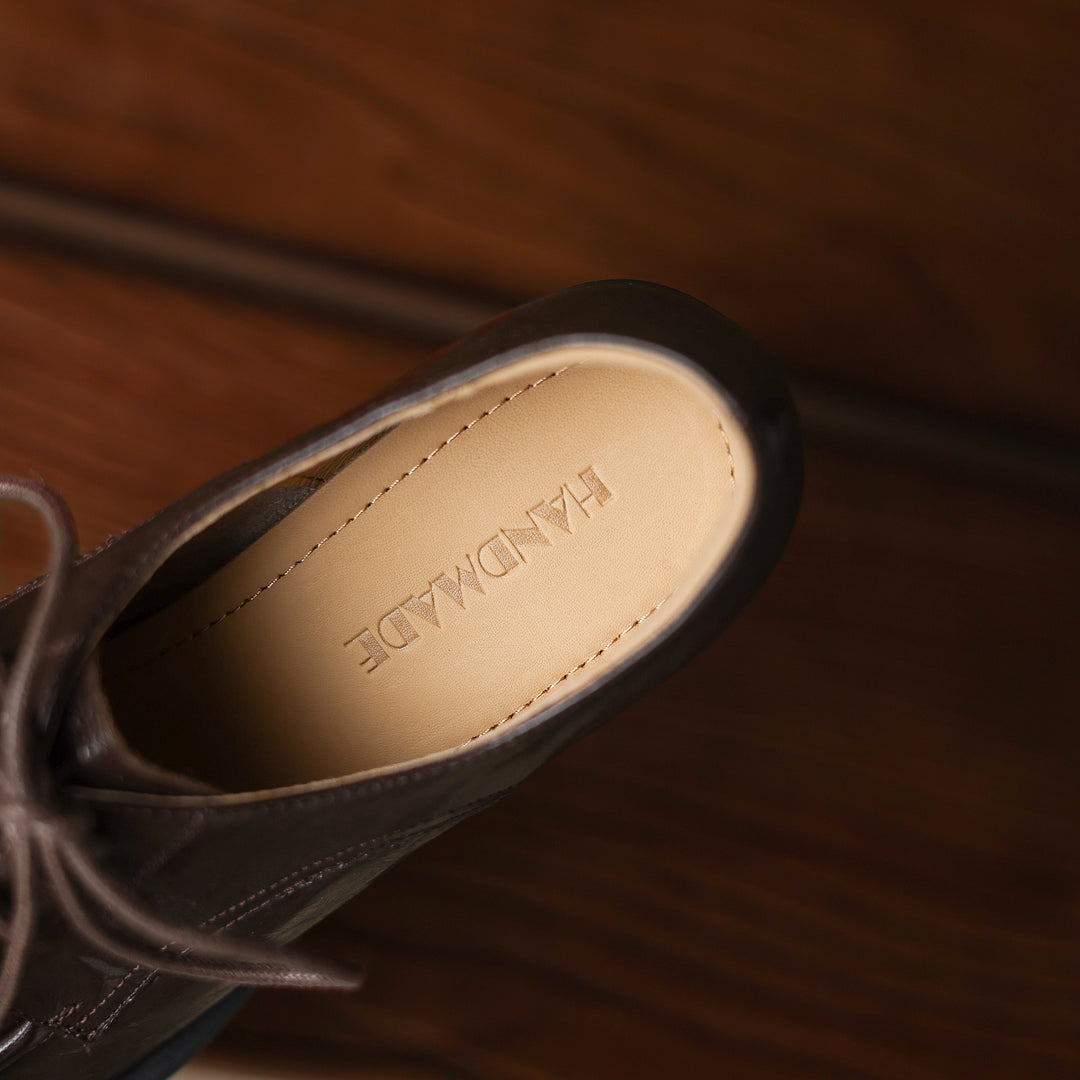 Women's Handmade Sheepskin Oxford Shoes – Business Style Block High Heels