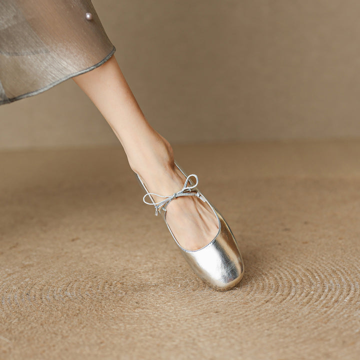 Elegant Women's Genuine Leather Ballet Flats – Lace-Up Design