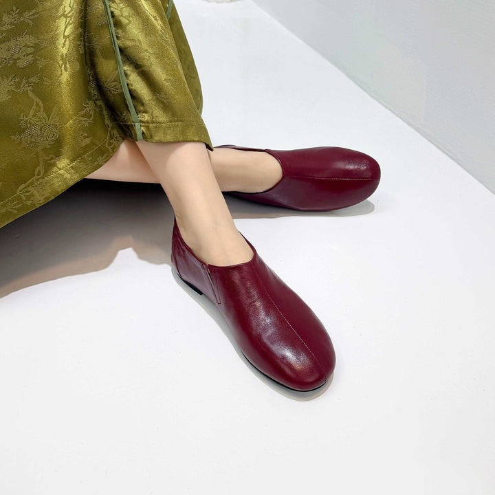 Women's Soft Sheepskin Ballet Flat Shoes Slip On Round Toe Loafers