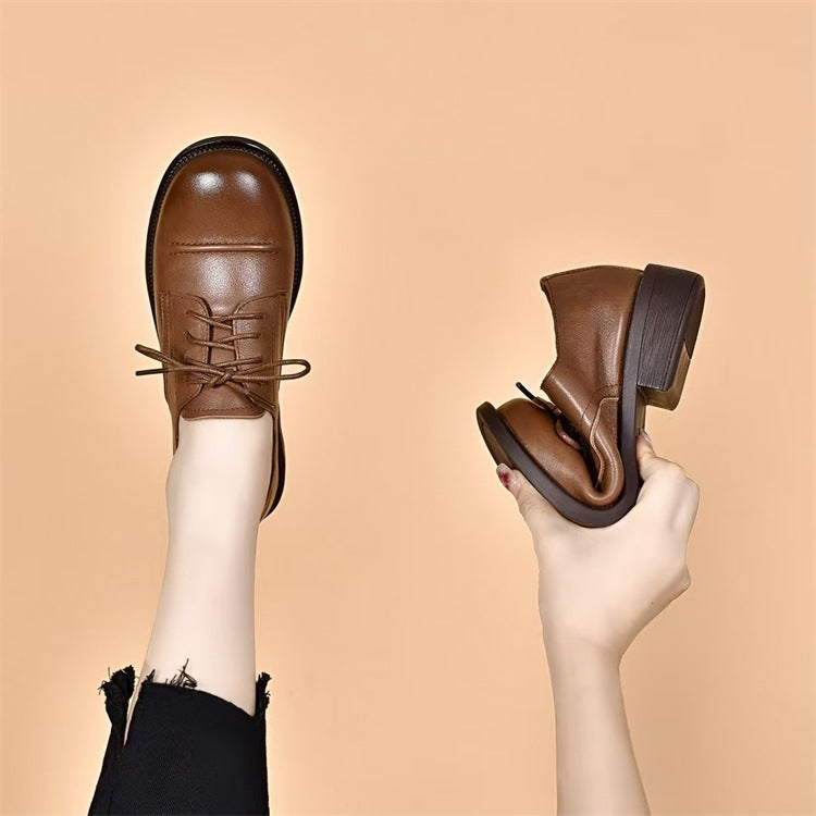 Women's Leather Lace-up Flat Oxford Shoes — Casual Everyday Footwear