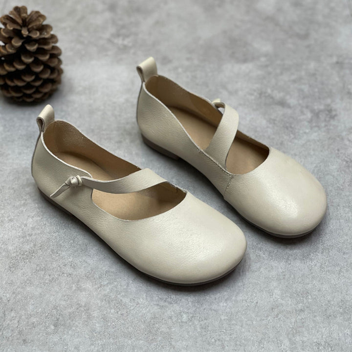 Women's Leather Mary Jane Flats – Round-Toe