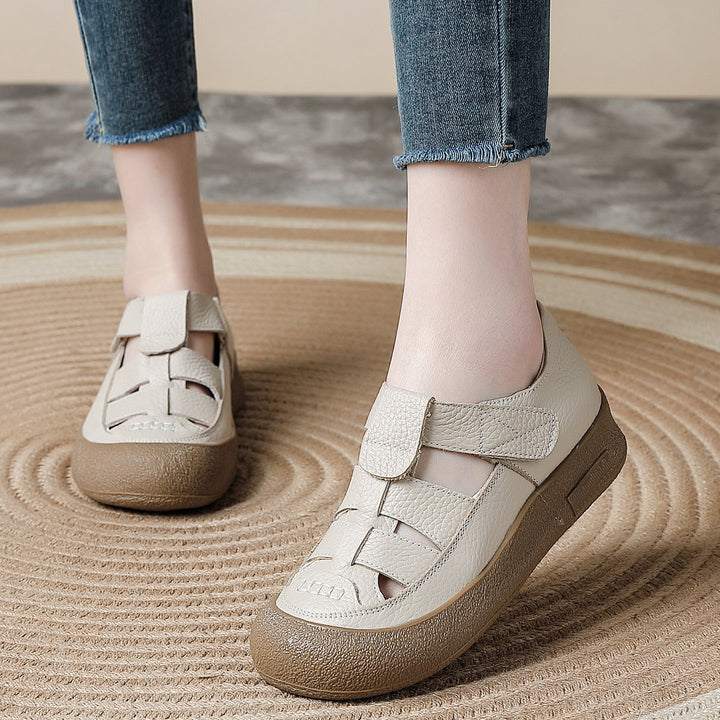Women's Sandals Platform Velcro Hollow-Out Walking Shoes Fisherman Flats Barefoot-Friendly Summer Shoes