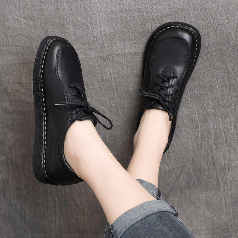Women's Handmade Leather Casual Daily Oxford & Tie Comfortable Flat Shoes