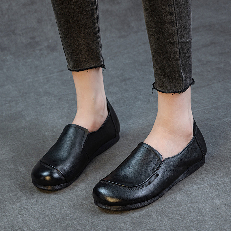 Women's Leather Slip-On Flats – Comfortable Casual Everyday Shoes