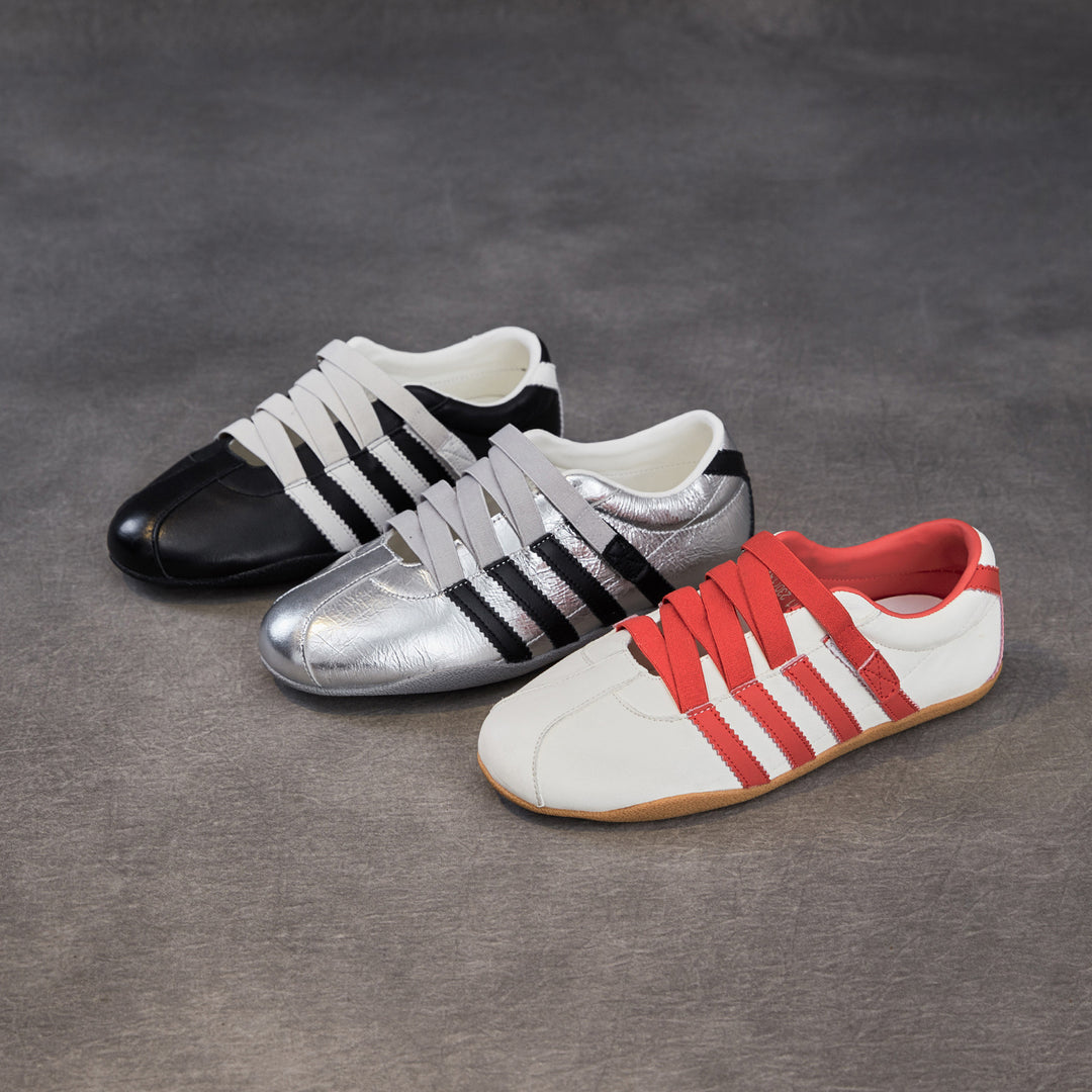 Women's Retro Cowhide Sneakers Vintage Round Toe Strappy Velcro Driving Flats