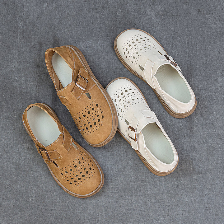 Women's Genuine Leather Fisherman Sandals Barefoot-Friendly Casual Summer Flats