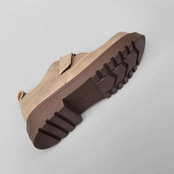 Womens Genuine Leather JK Uniform Shoes Loafers for Wide & Fat Feet