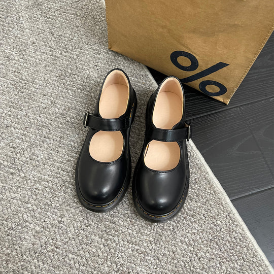 Mary Jane Leather Shoes – Classic Retro School-Inspired Loafers for Women