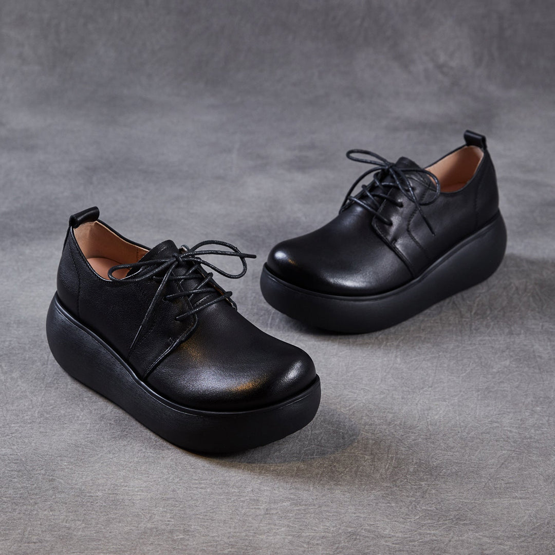 Women's Leather Platform Sneakers - Ultra-Lightweight EVA Sole