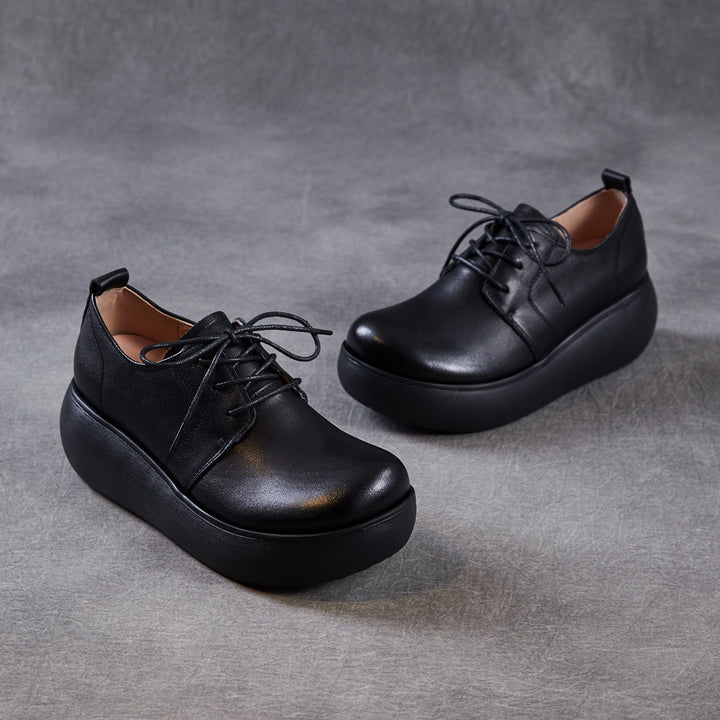 Women's Leather Platform Sneakers - Ultra-Lightweight EVA Sole