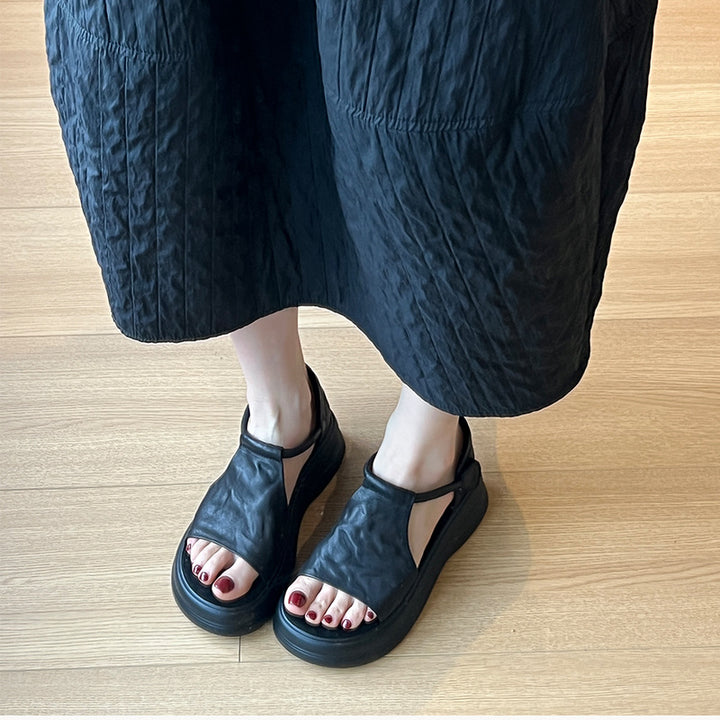 Chic Women's Summer Velcro Sandals – Open-Toe Platform Style