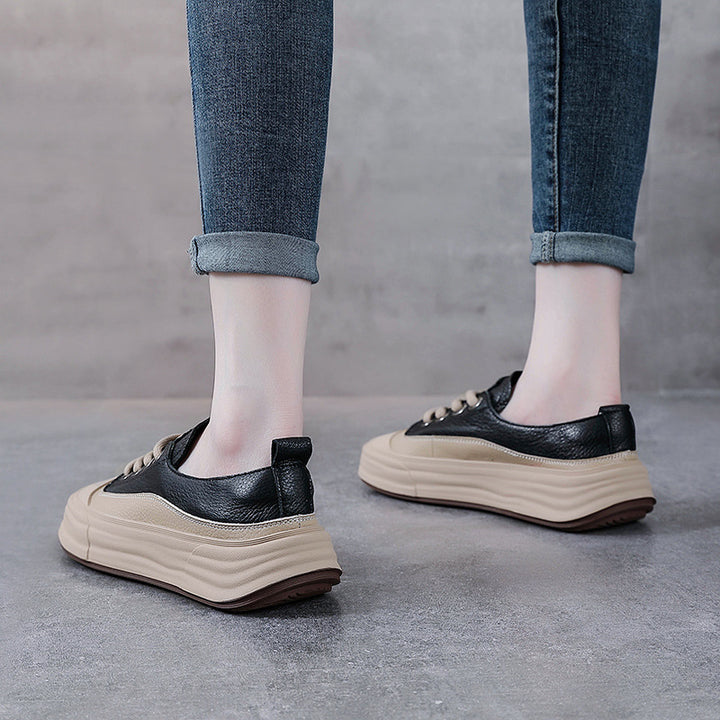 Women's Leather Lace-up Casual Sneakers