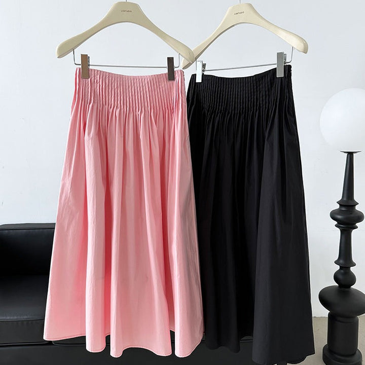 Pleated Swing A-line Mid-length Sweet Skirt