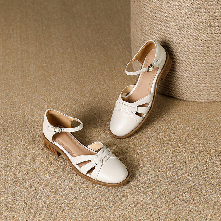 Women's French Retro Hand-woven Leather Mary Jane Sandals