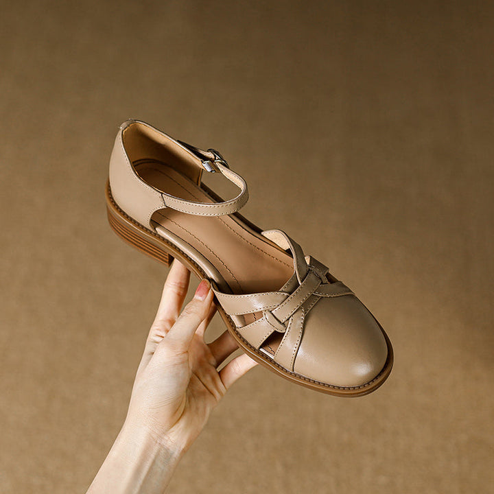 Women's French Retro Hand-woven Leather Mary Jane Sandals