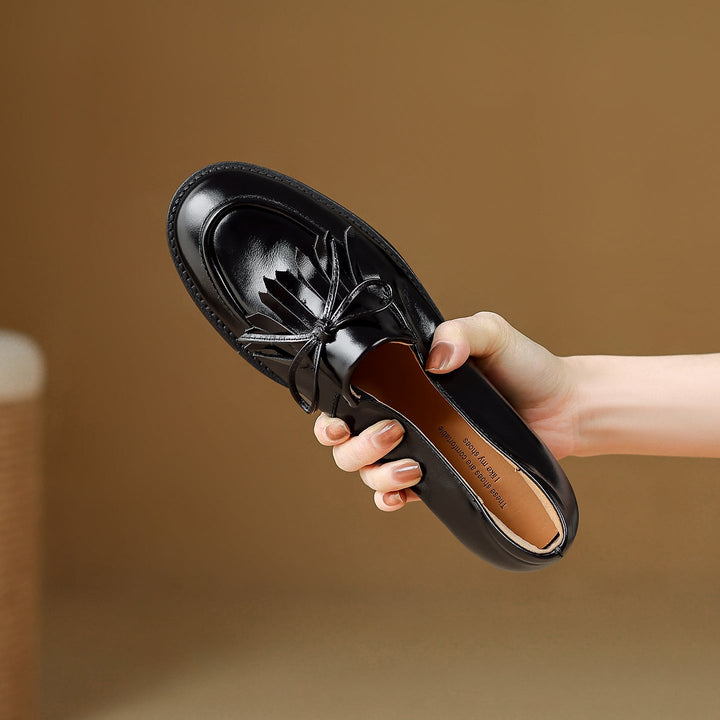 Women's Leather Tassel Loafers Classic British Style Commuter Flats