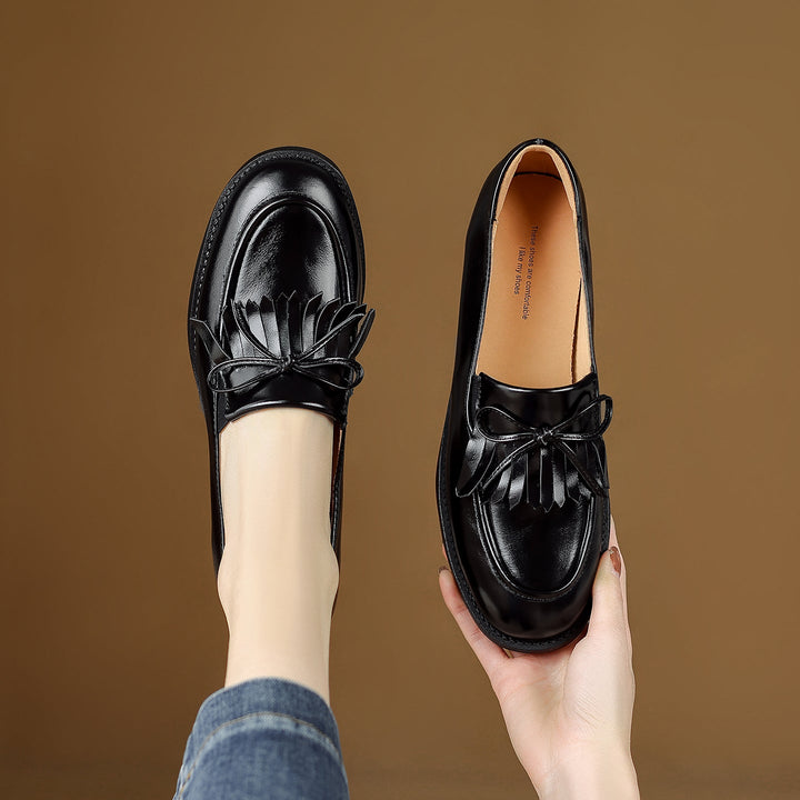 Women's Leather Tassel Loafers Classic British Style Commuter Flats
