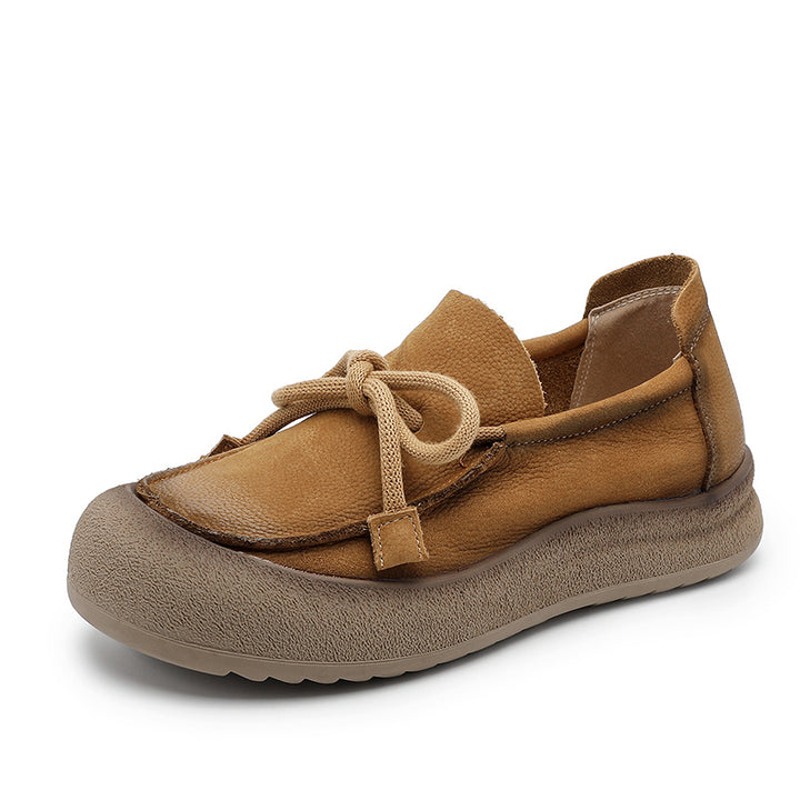 Women's Leather Platform Lace-up Daily Casual Shoes