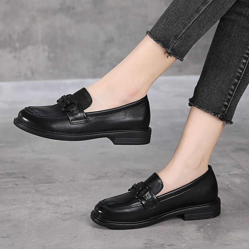 Women's Leather Loafers – Slip-On Casual Comfortable Shoes for Daily Wear