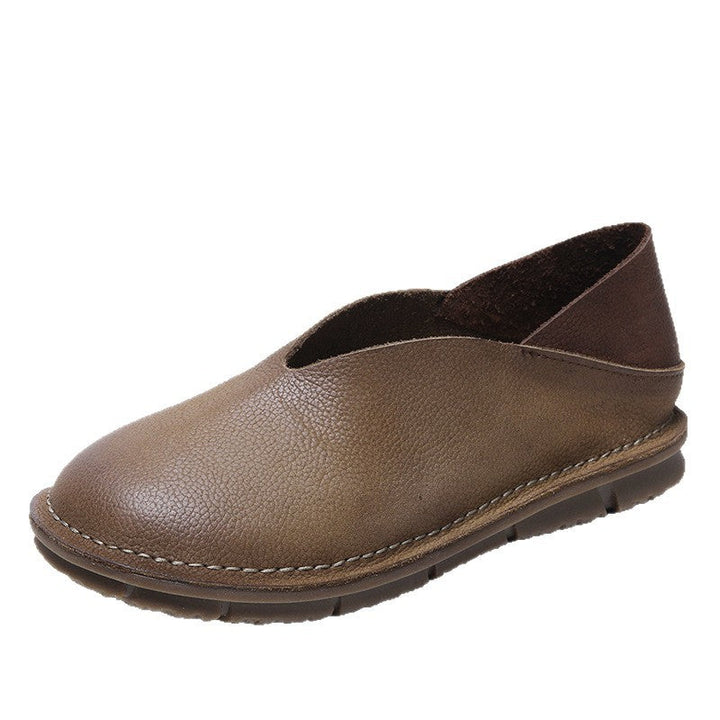 Women's Artisanal Hand-Finished Leather Flats - Ultra-Soft Unlined Slip-Ons Walking Shoes