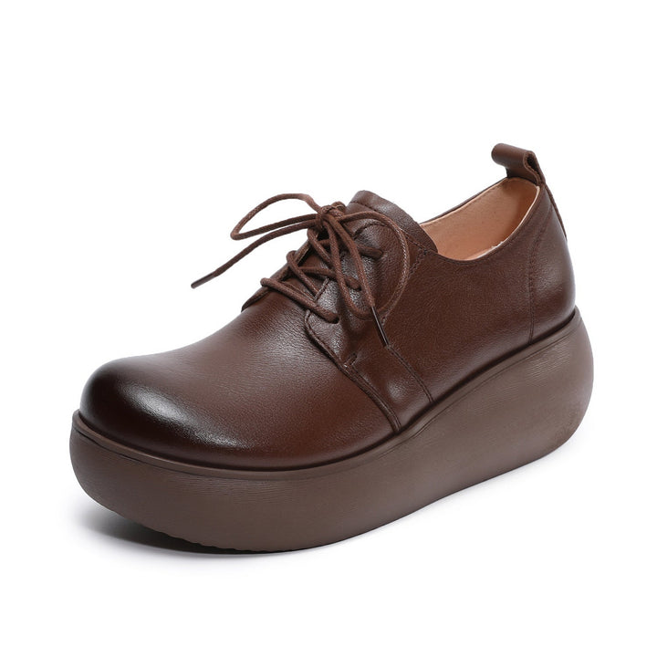 Women's Leather Platform Sneakers - Ultra-Lightweight EVA Sole