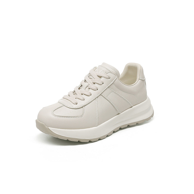 Women’s Leather Platform Sneakers – Lace-Up Casual Style